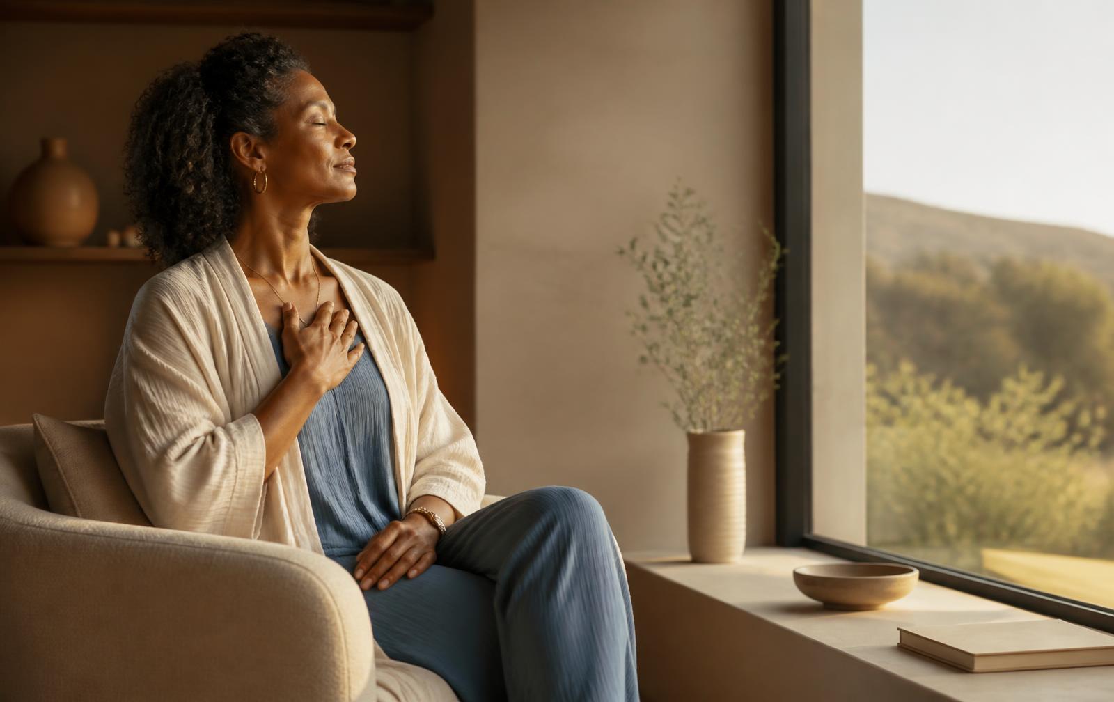 A leader taking a quiet restorative pause by a window